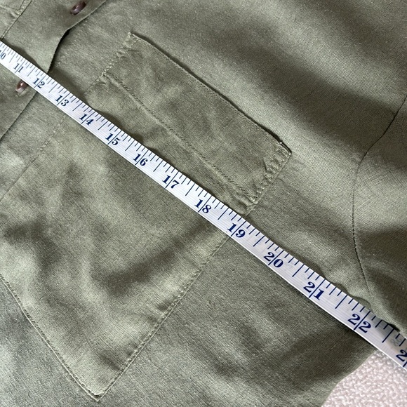 Alex & Jordan Linen Blend Olive Green Cropped Top Jacket Front Buttons Size LG - Picture 5 of 7